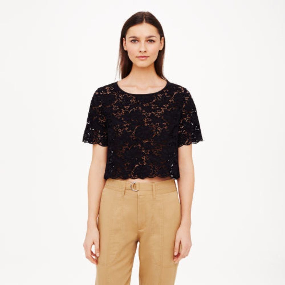 Club Monaco Black Lace Cropped Top - Size Small